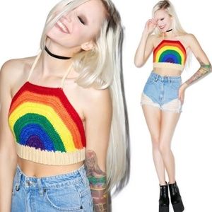 rainbow crochet halter top